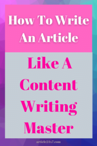 How To Write An Article