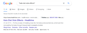 Google Search keto diet side effects